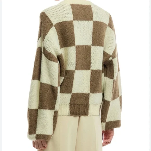 StineGoya  SGAMARA CARDIGAN - BROWN CHECK Size XS - Picture 2 of 5